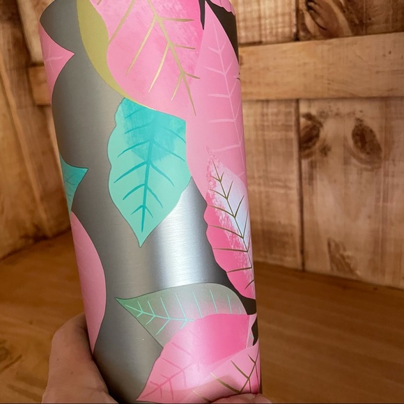 NWT Starbucks Pink Poinsettia Leaf 2020 Winter - Picture 11 of 14